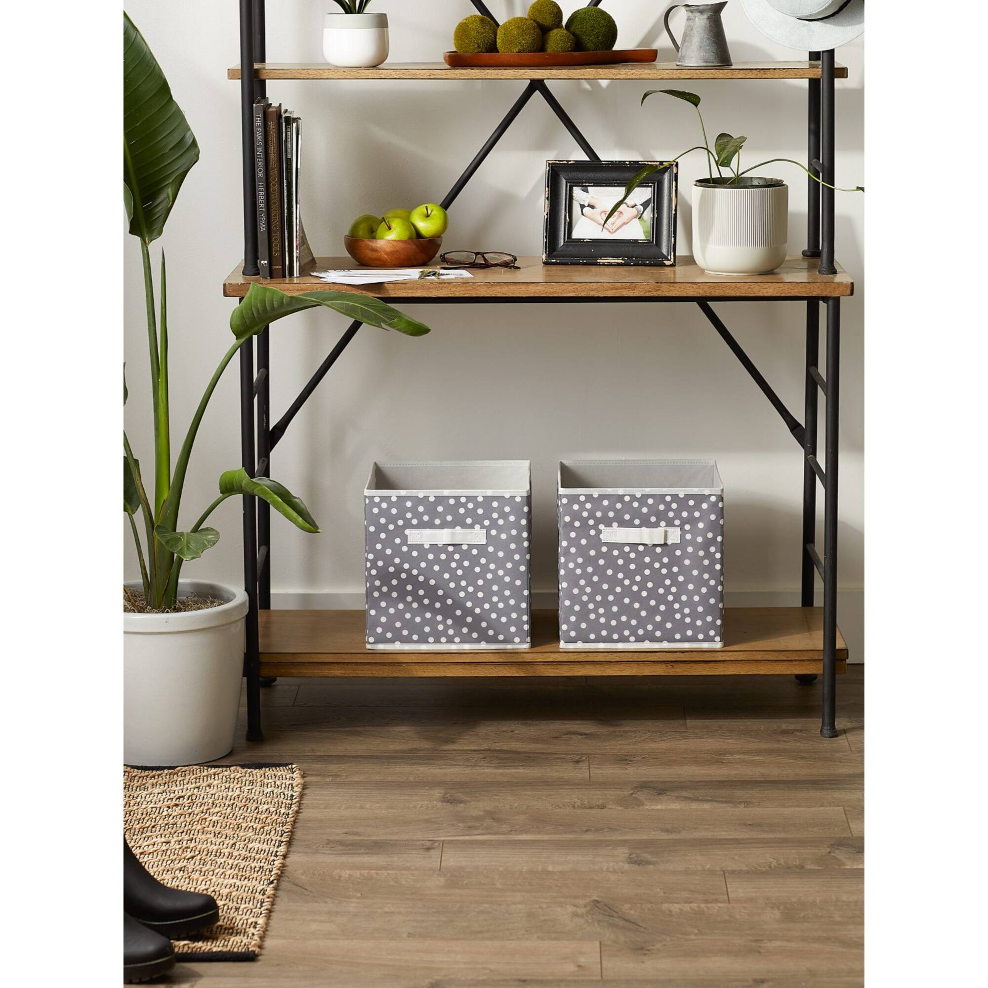 DII® 11" Gray & White Dots Storage Cube, 2ct.